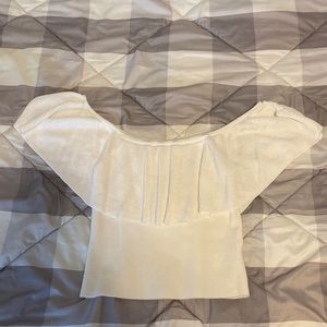 Off the shoulder white ribbed top